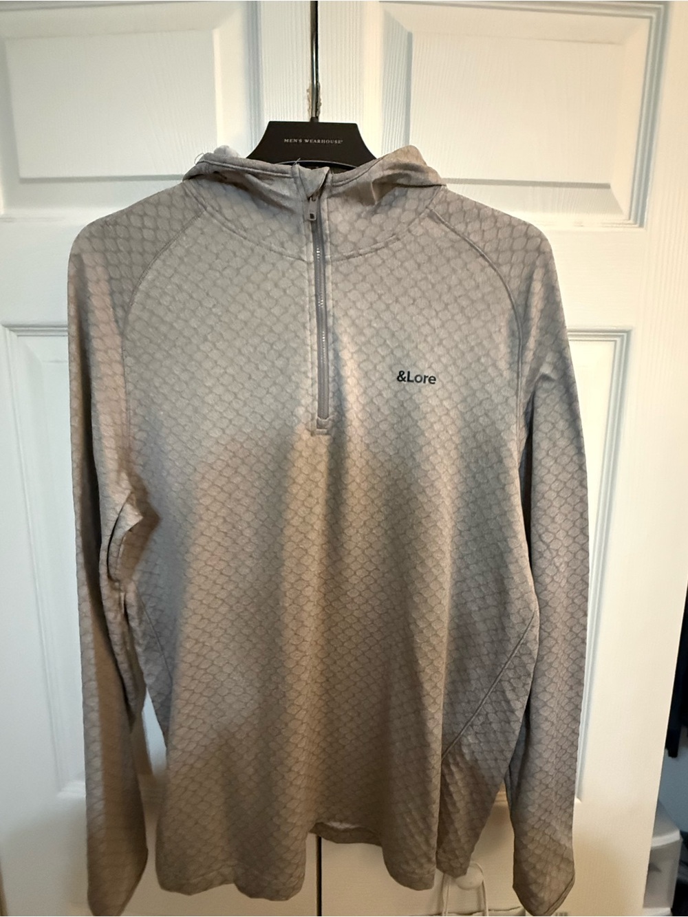 &Lore Light Gray Quarter-Zip Hooded Pullover